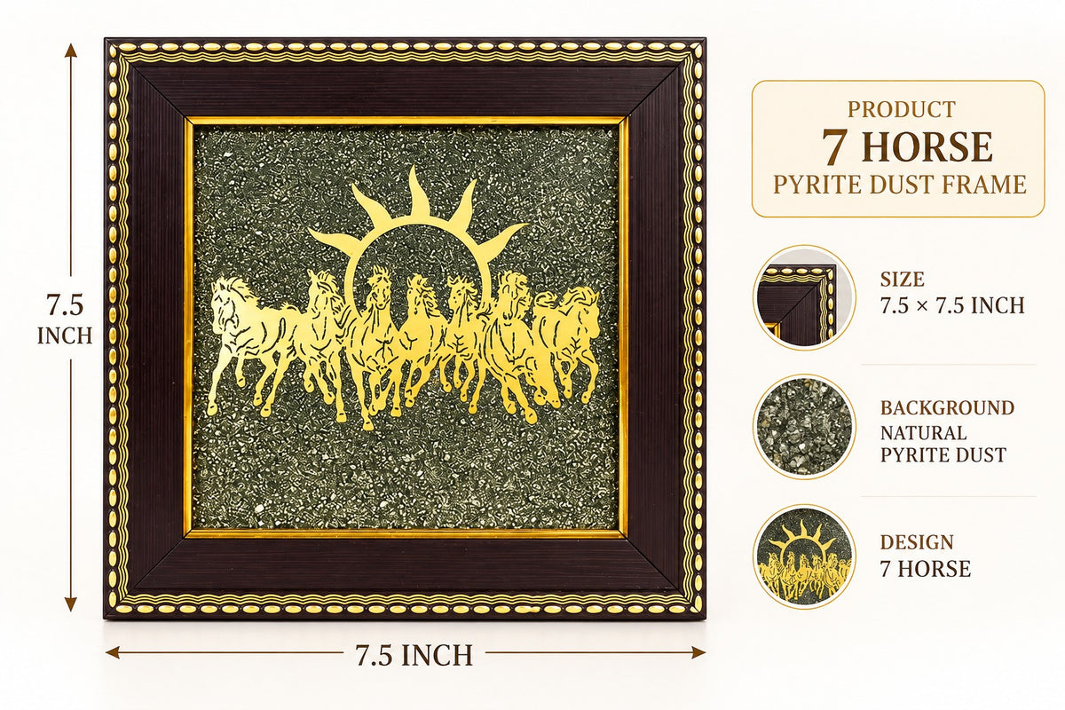 7 HORSE NATURAL PYRITE DUST FRAME