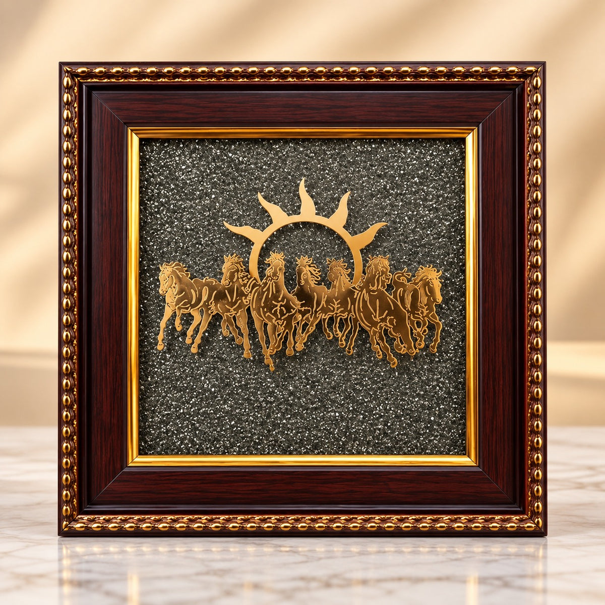 7 HORSE NATURAL PYRITE DUST FRAME
