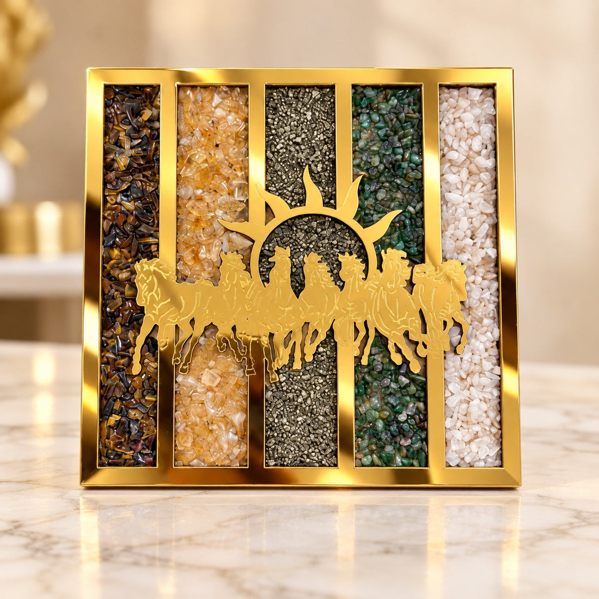 DHANYOG 7 HORSE CRYSTAL FRAME